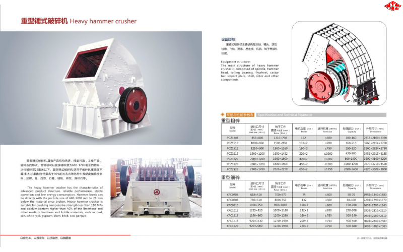 【高效能重型錘式破碎機】礦山冶金利器，堅固耐用，處理能力強，適用于大石塊及硬物料破碎